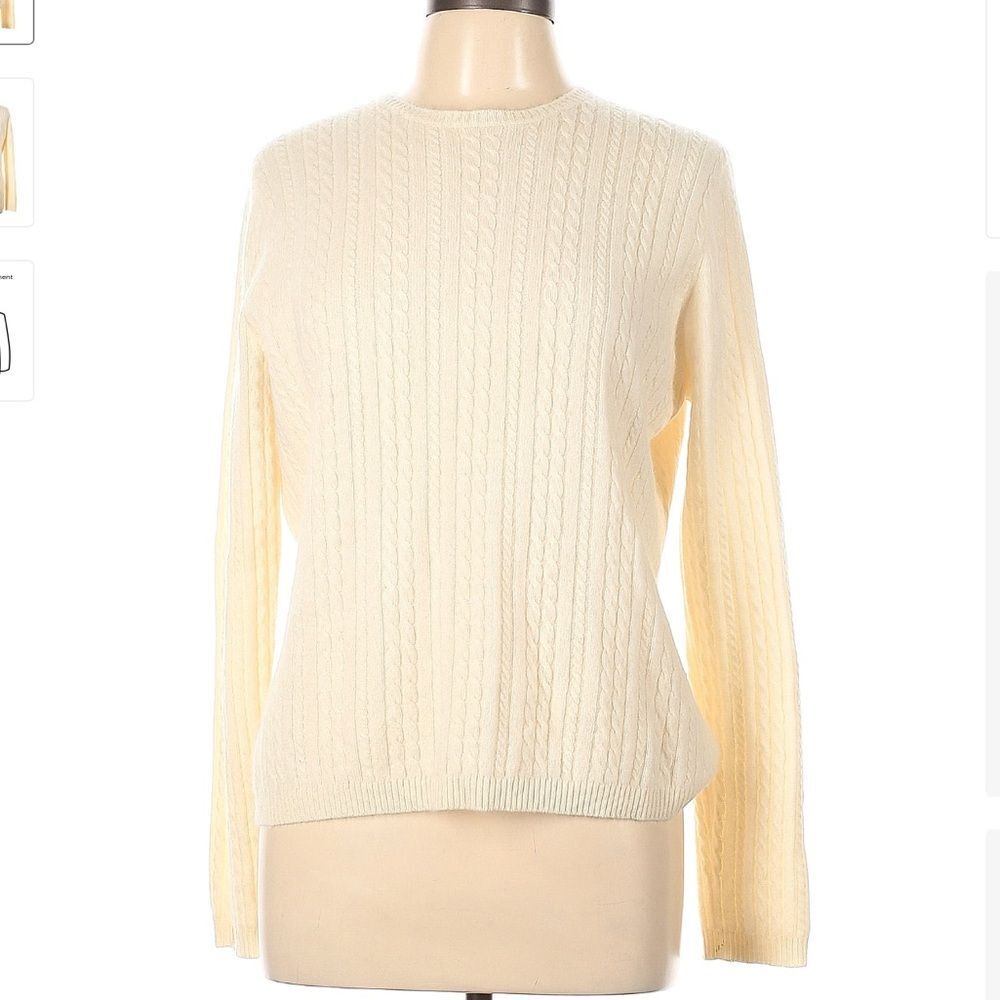 Valerie Stevens Brushed Cashmere Vintage Cable Knit Sweater Size Large - Picture 2 of 7